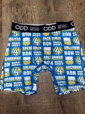 ODDY Men's Blue & Yellow Anchorman Graphic Boxer Briefs